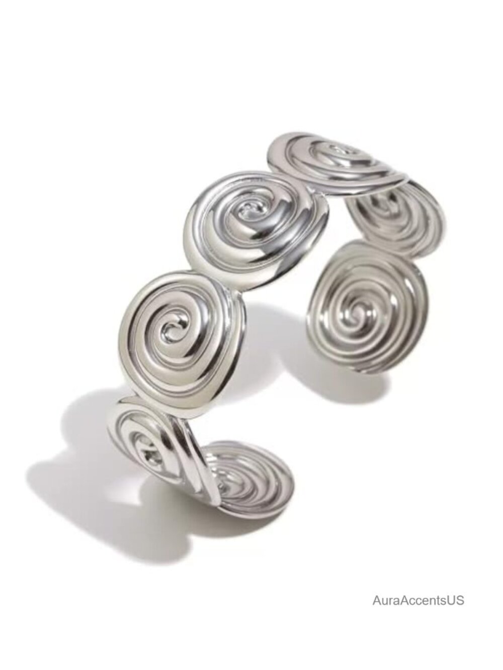 Spiral Adjustable Cuff Bracelet Stainless Steel Chunky Swirl Open Bangle Boho